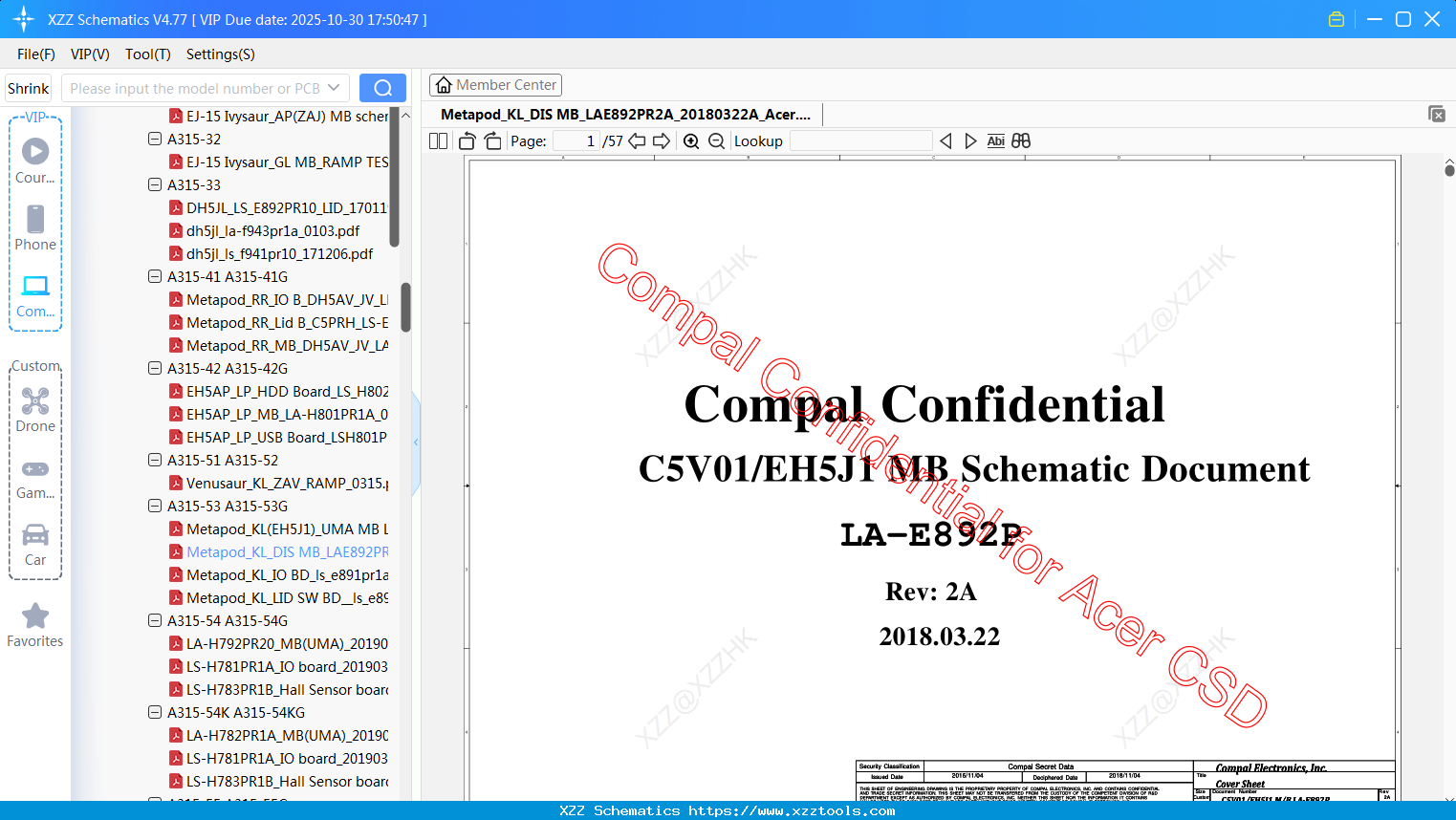 Laptop Metapod_KL_DIS MB_LAE892PR2A_20180322A_Acer